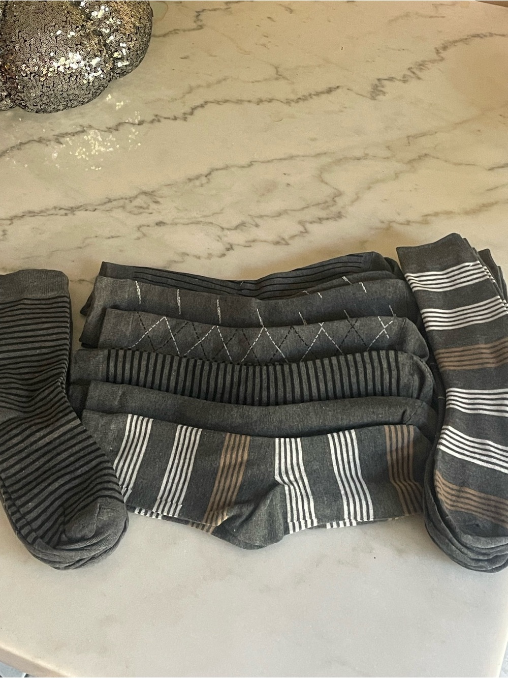 Mens lot of Mens Large Men's Brown Striped & Patterned Crew Socks - 12 Pack